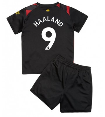 Manchester City Erling Haaland #9 Bortedraktsett Barn 2022-23 Kortermet (+ Korte bukser)